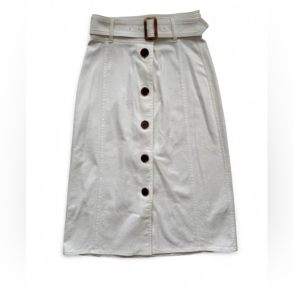 L.K. Bennett London Cream Button-Front Midi Skirt – US 4